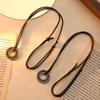 Vintage Viking Rune Round Titanium Steel Pendant Necklace Roman Numeral Sweater Chain Adjustable Necklace