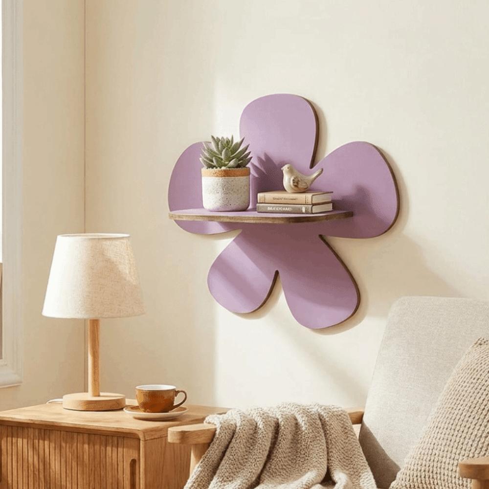 Wall-Mounted Flower Floating Wall Shelf Wooden Wall Hanging Shelf Modern Plant Shelf  Office
