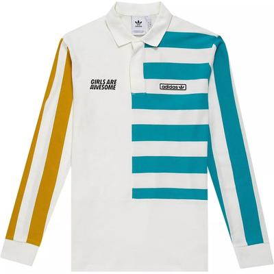 Originals X Girls Are Awesome Atmungsaktives Gestreiftes Langarm-Poloshirt Herren Tops Elfenbein GU6980