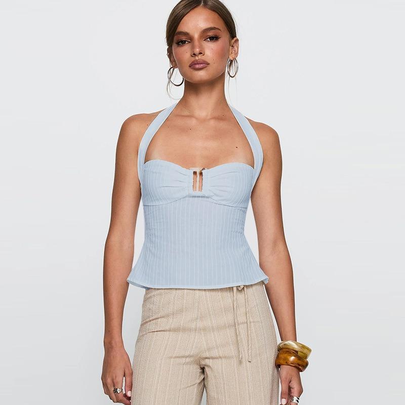 Women's Summer Street Spice Top Sexy Hanging Neck Casual Solid Colour Cami Tank Top