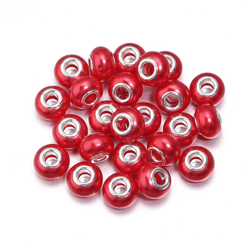 20pcs/lot Imitation Pearl Resin Beads Colorful Big Hole Loose Beads For Jewelry Making DIY Earring Bracelet Necklace Accessories