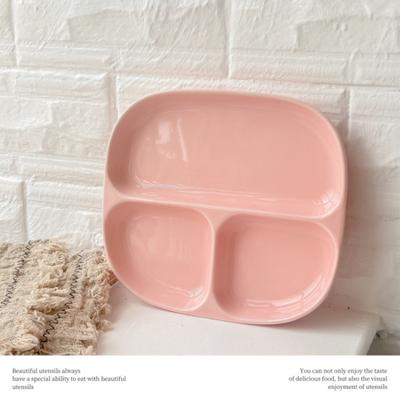 Ceramic Plate Three-compartment Dinner Plates Divided Dessert Snack Serving Platter Reusable Home Dinnerware Kitchen Accessories