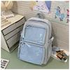 Cartoon Badge Transparent Smug Pain Bag for Female Students, Japanese-style Simple Large-capacity Backpack, Campus-style Schoolbag