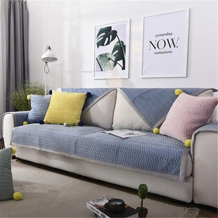 

Саржа с тиснением, нежная свежая комбинация, универсальный чехол для дивана, короткая плюшевая подушка для дивана, зимняя толстая нескользящая подушка для дивана 70x70cm 1pcs