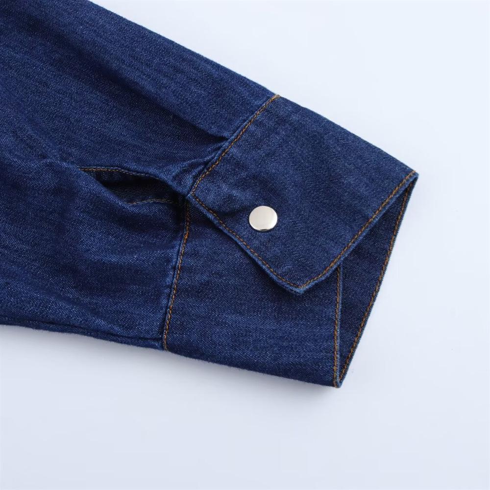 2025 Spring Women's Loose Fit Denim Shirt & Straight Leg Pants Set
