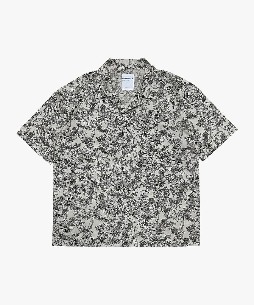 Nainneoscheu Botanical Drawing Open Collar Shirt_Ivory