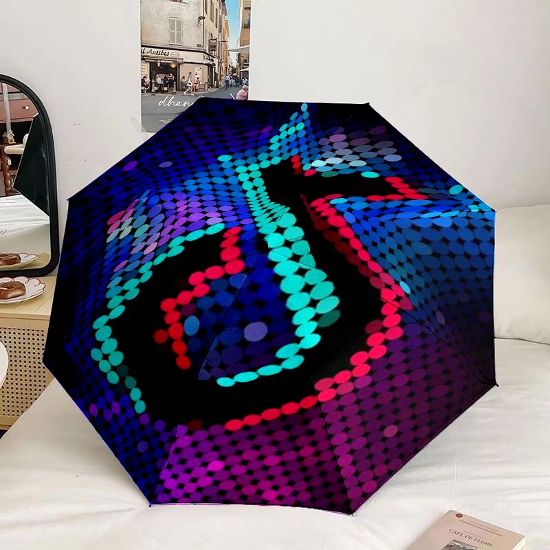 Neon Tik-tok Logo Art Umbrella 8-Frame for Travel, camping, Casual Lightweight Portable Umbrella, Essential for every family Holidays Gift