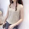 Summer Women's Ice Silk Diamond Camisole Loose Sleeveless V-neck Bottoming Shirt Tank Crop Tops