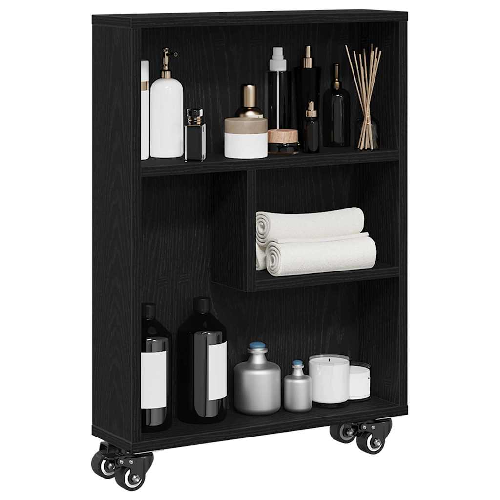 Narrow Storage Trolley Black Oak Effect