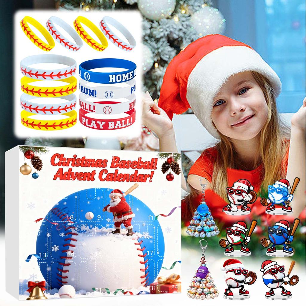 23d Weihnachts-Adventskalender, Baseball-Spielzeug für Kinder und Jugendliche, Überraschungs-Geschenkboxen für Jungen, Mädchen und Jugendliche, Baseball-Zubehör und Dekorationen