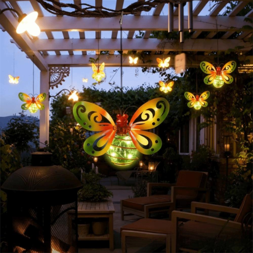 Auto On/Off Solar Butterfly Lantern 7-8H Lighting IP65 Waterproof Lamp Hanging Lantern Outdoor