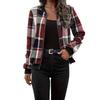 Dámská bunda stojáček dlouhý rukáv zapínání na zip krátká bunda kostkovaný potisk žebrovaný lem manžety ležérní kabát pro každodenní nošení