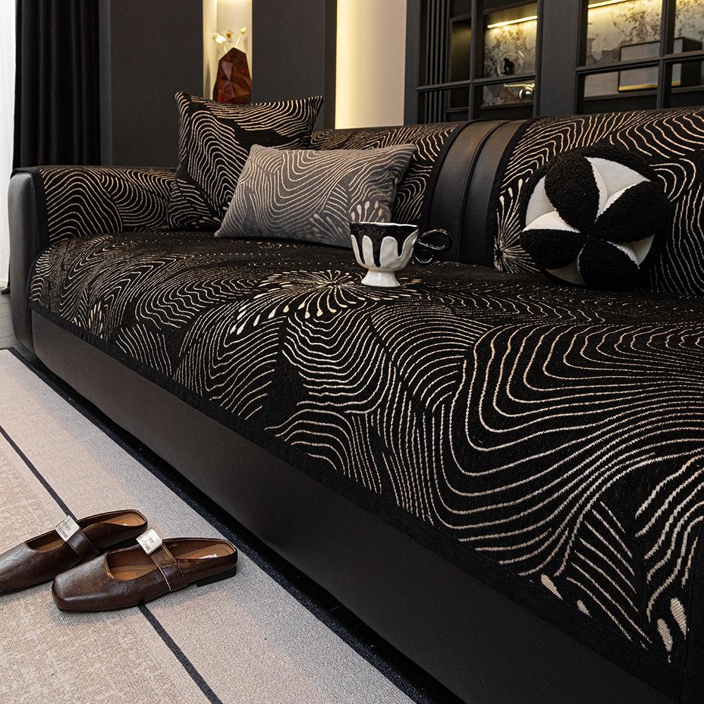 French Chenille Retro Sofa Cushion Simple High-End Light Luxury New Non-Slip Straight Row Sofa Cover Backrest Towel Cover Towel