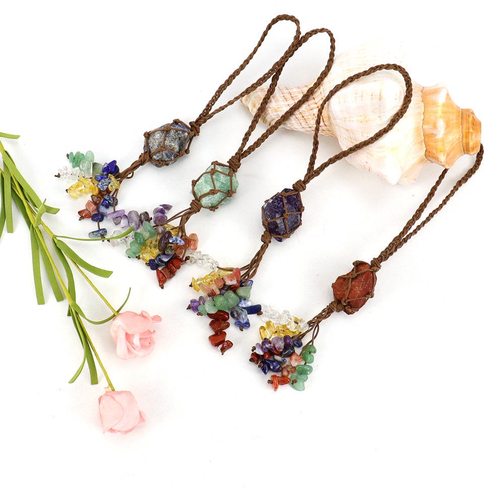 Seven-Color Crystal Pendant with Hand-Woven Tassel for Car or Home Decor