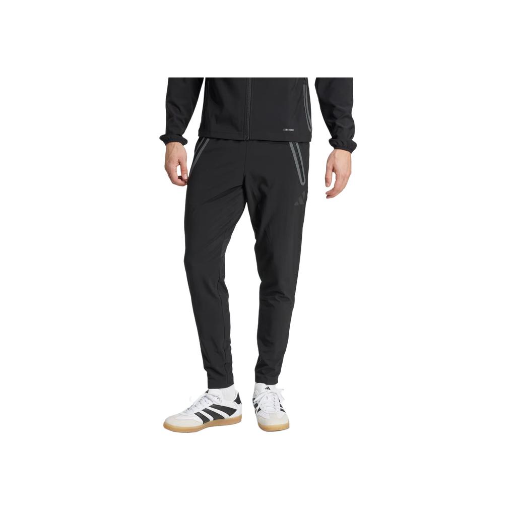 adidas Solid Color Mid Waist Elastic Casual Pants Men Bottoms Black JW4936