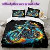 Splashing Ink Death  Pattern Bedding Quilt Set Quilt Cover Pillowcase Home Decoration Birthday Gift (1 * Duvet Cover + 2 * Pillowcase, Without Core)