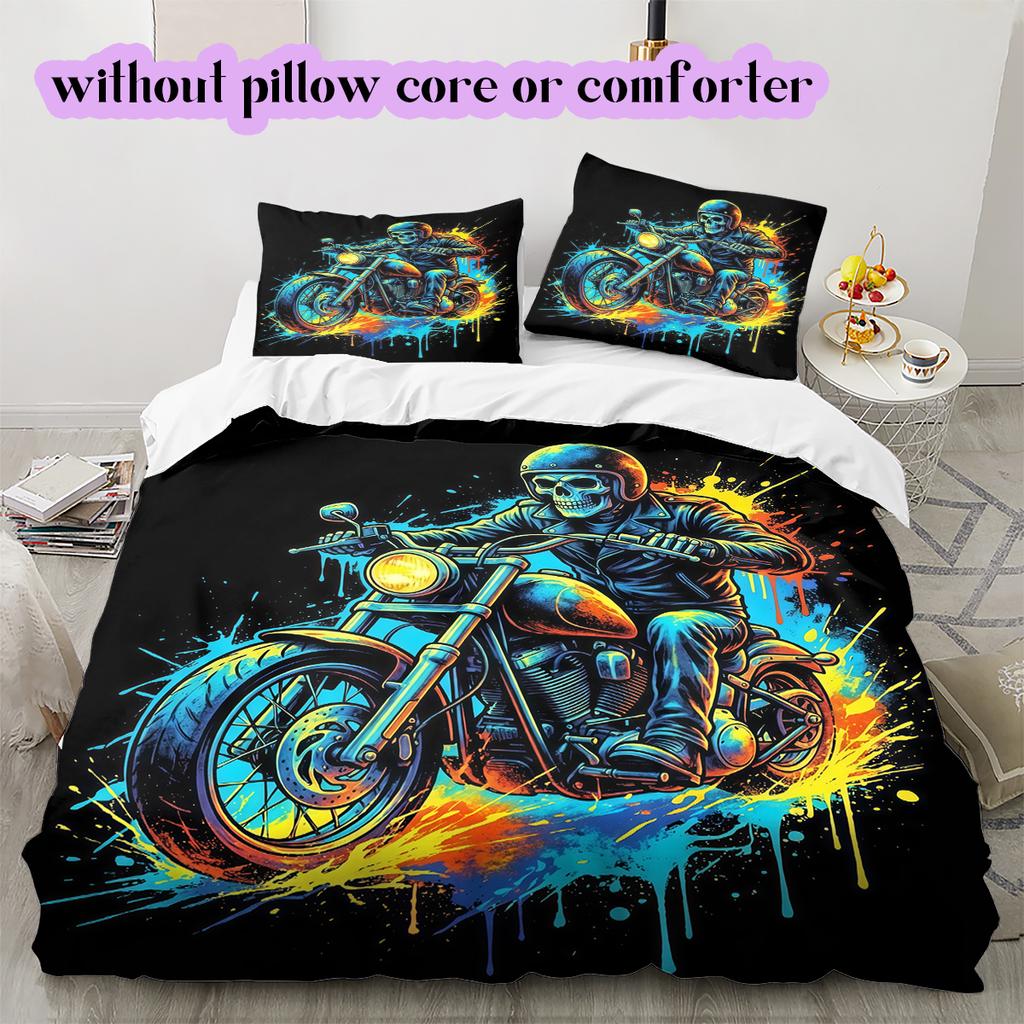 Splashing Ink Death  Pattern Bedding Quilt Set Quilt Cover Pillowcase Home Decoration Birthday Gift (1 * Duvet Cover + 2 * Pillowcase, Without Core)