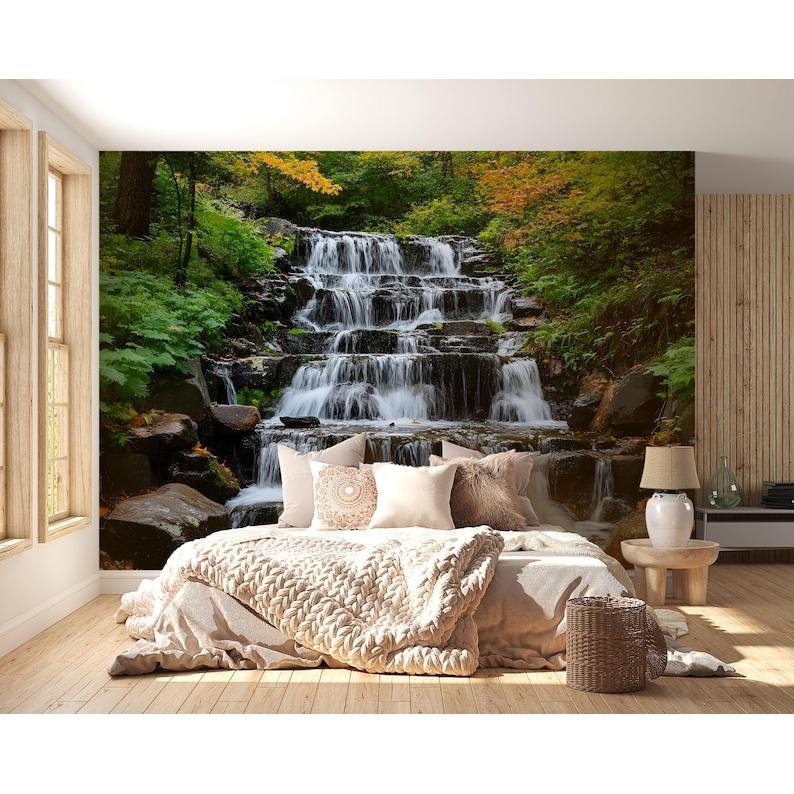 Waterfall Forest Scenery tapestry 75x100 чёрный