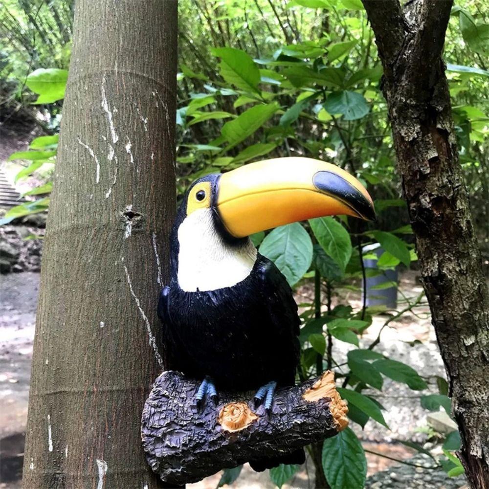 Realistic Toucan Bird Figurine Resin Bird Figurine Cute Toucan Tree Hugger Statue  Living Room