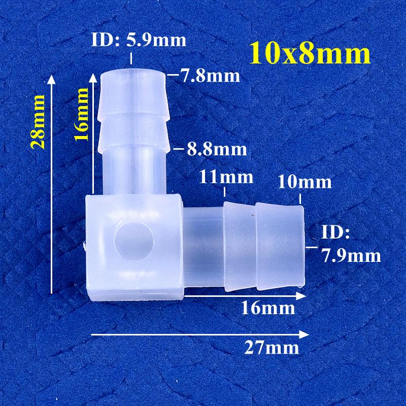 

10 шт./лот 4~25 мм PP редукционные угловые соединители для аквариума, воздушного насоса, аэратора, пагоды, шлангового соединения, редуктора, фитинги для садовых поливных труб 10 x 8mm (10 Pieces)