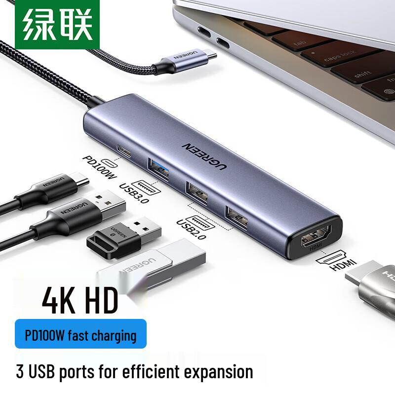 Ugreen Type-C 5-in-1 USB-C Hub with 4K HDMI 100W PD