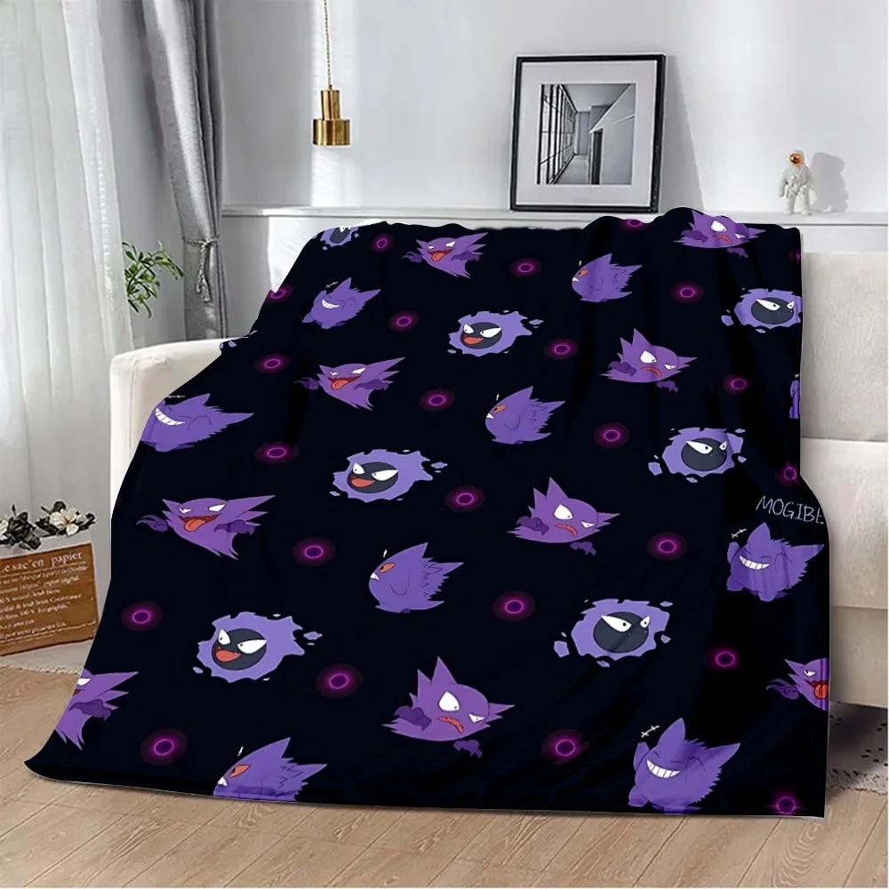 Anime Pokemon Gengar HD Cartoon Printed Blanket Picnic Blankets Warm Blanket Soft and Comfortable Blanket Home Travel Birthday