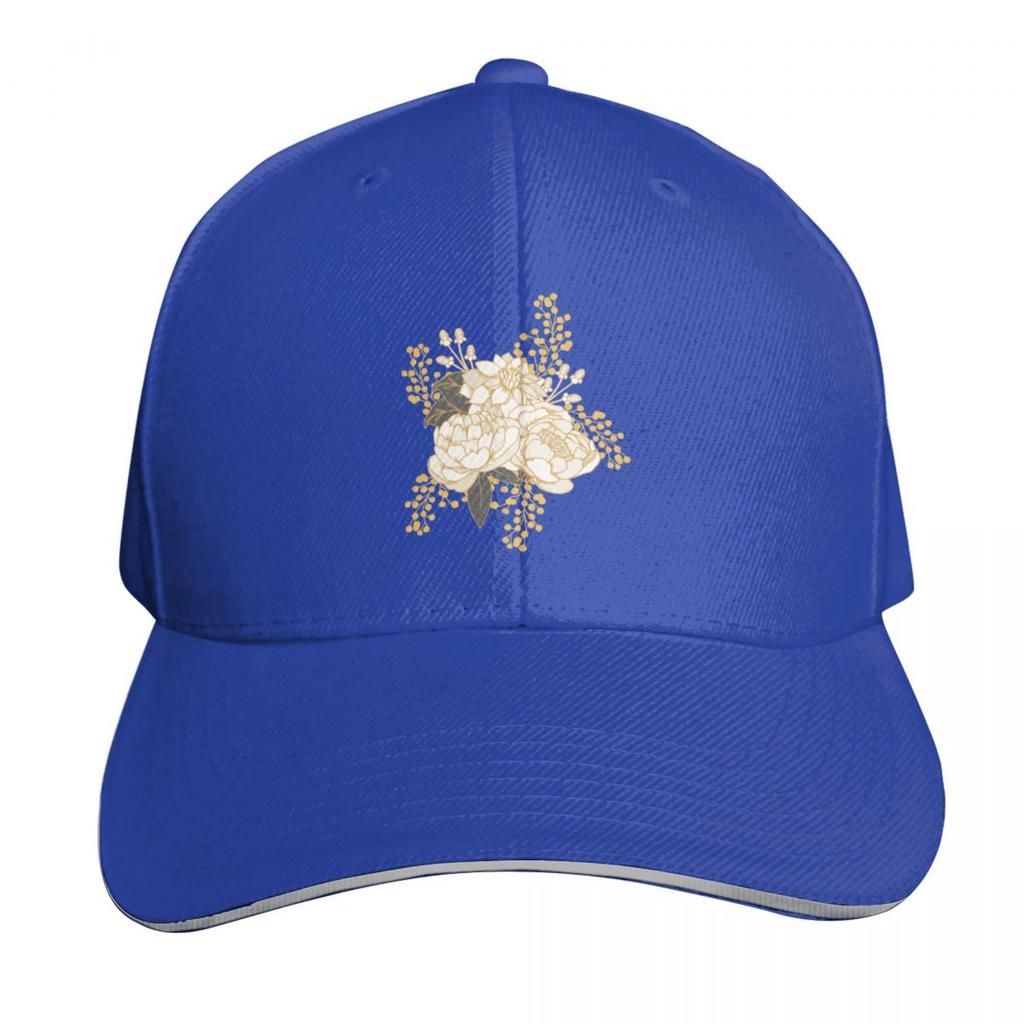 White  Gold Florals Baseball Cap Golf Hat Unisex Uv Protection Solar Hat Golf Custom Cap Hats For Women Unisexs