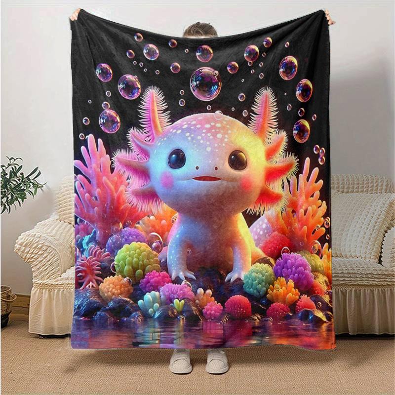 

1pc Axolotl Bubble Blanket Soft Throw for Room Decor, Perfect Gift, Living Room, Travel, Camping, Car Blankets, Beach 80x120cm