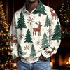 Men's Christmas Long Sleeve Button Up Shirt Casual Holiday Top