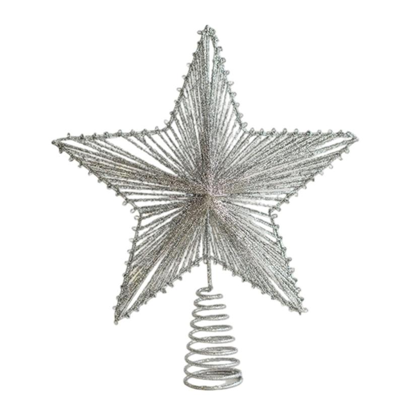 Christmas Tree Top Ornament Metal Star Shaped Tree Toppers Pentagrams Decoration for Home and Mall Parties Supplies