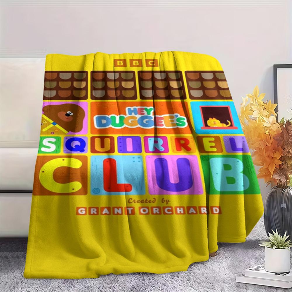 1PC Hey Duggee Patterned Flannel Blanket Suitable For All Seasons for Home Decor Warmth and Comfort Gifts Holiday Present