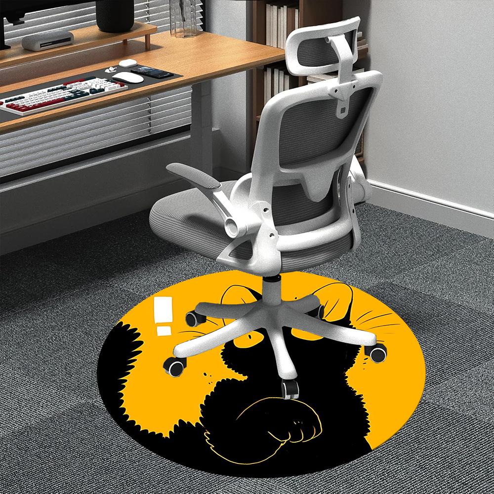 1pc Cat Moon Office Round Area Rug, Indoor Mat Suitable ForOffice, Under Office Chairs Bedroom Living Room Home Decor, Room Deco u42 80cm by 80cm