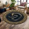 Golden Celtic Dragon Design Print Round Rug, Living Room, Bedroom, Playroom Carpet, Non Slip Floor Mat, Gift