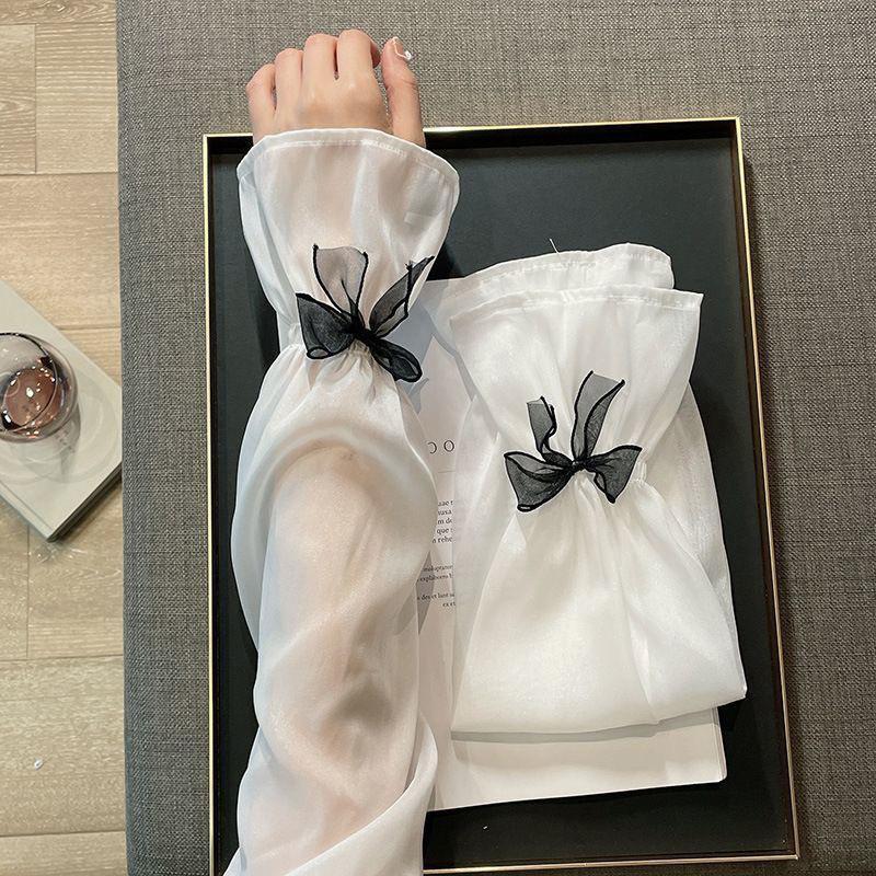 2PC Bell Sleeves Elegant Solid Sun Protection Arm Protectors Riding Oversized Driving Ice Sleeves Beach Bow Outdoor