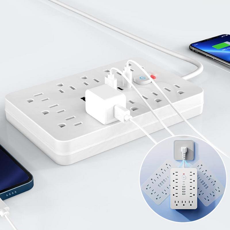 17-in-1 Plug Outlet Extender Power Strip With USB Port Switched Socket 11 Outlets 4 USB 2 Type-C Ports Multiple Security Protect