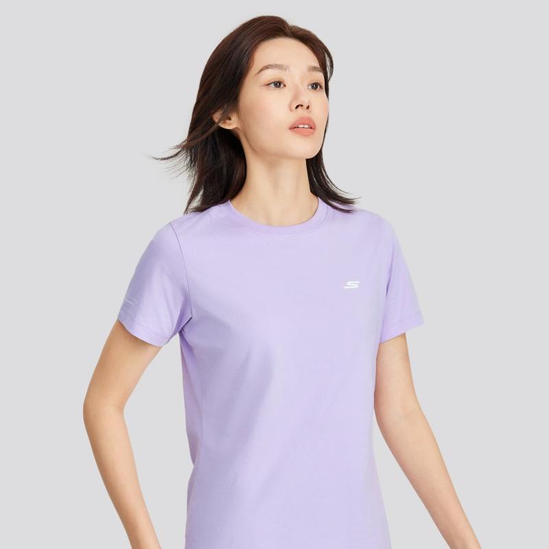 Skechers Moisture Wicking Breathable Quick Dry Solid Color Regular T-Shirt Women tops P223W059-00EW