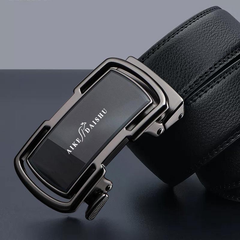 New Men's Cowhide Belt Automatic Buckle Business Versatile Casual and Simple Middle-aged and Young Belt Men's Genuine Leather Trendy Trouser Belt