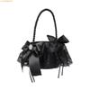 K1AE Elegant Black Wedding Flower Basket With Intricate Laces Design Party Decors