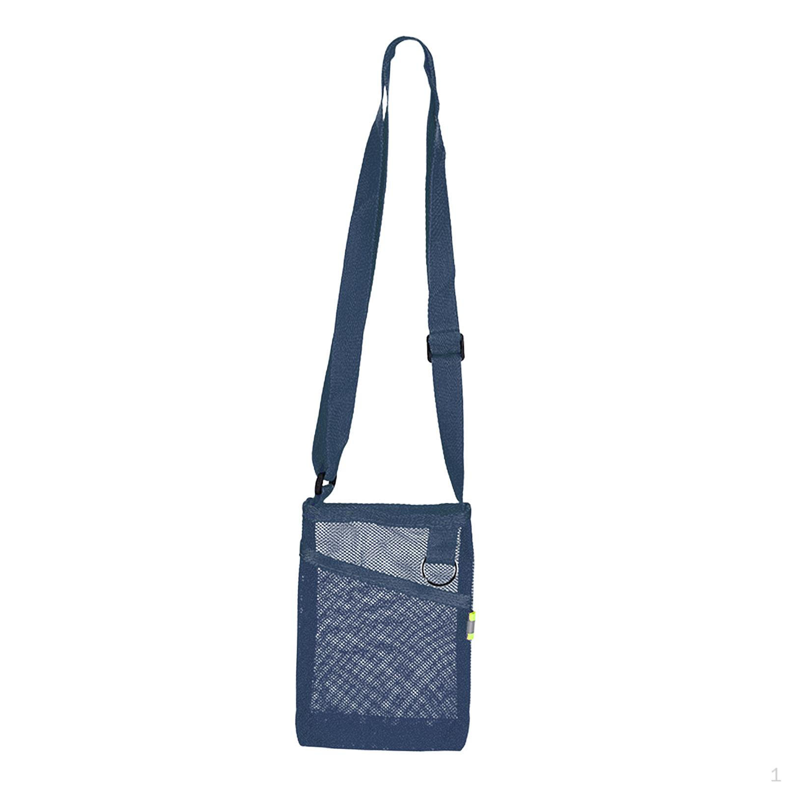

Water Bottle Holder Mesh Bag with Strap Lightweight Adjustable Shoulder Pouch темно-синього кольору