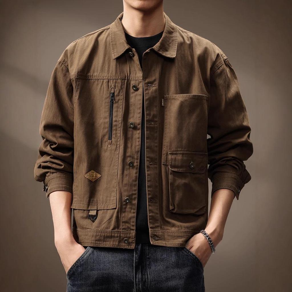 Men's High-End American Retro Heavyweight Hunting Jacket – Autumn/Winter Workwear: Loose, Tough, and Handsome.