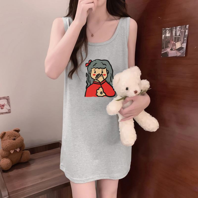 Women's Summer Sleeveless Vest Sleeping Dress Girls Sexy Halter T-shirt Dress