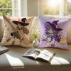 A Cute Cartoon Witch Childlike Art Cushion Cover Pillowcase Antidustmite Invisible Zipper Short Plush Sofa Cushion