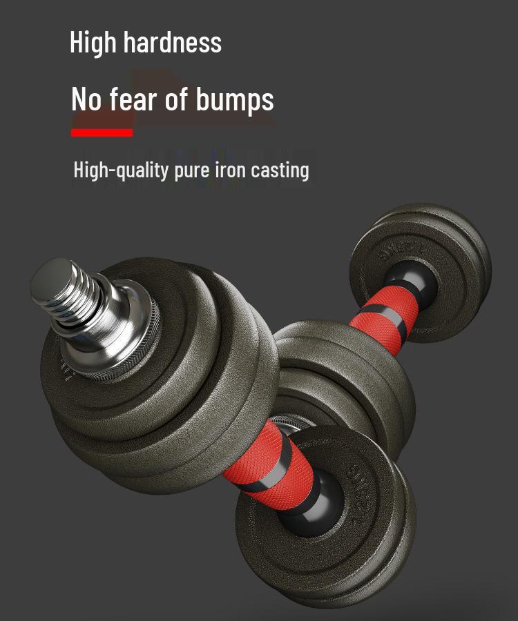 Adjustable Pure Iron Dumbbell Set – 10/20/30 KG Men's Fitness Equipment with Detachable Handheld Design