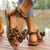 Fashion Leopard Print Flat Sandals for Women Summer 2025 Soft Comfort Beach Shoes Woman Elastic Band Roman Dress Sandalias Mujer