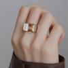 Lucky Yellow Diamond Square Diamond Ring's Design Light Luxury Individual Cold Wind Live Mouth Jewelry