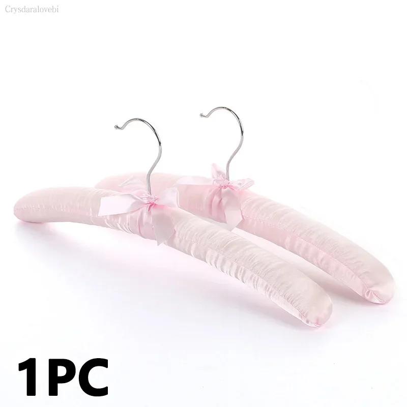 10PCS 38cm Satin Padded Hanger Silk Wrapped Clothes Hanger Hanging Silver Hook Sponge Hangers Clothes Shop Display Hangers