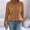 Women's Knit Hollow V-neck Long Sleeve Pullover Sweater