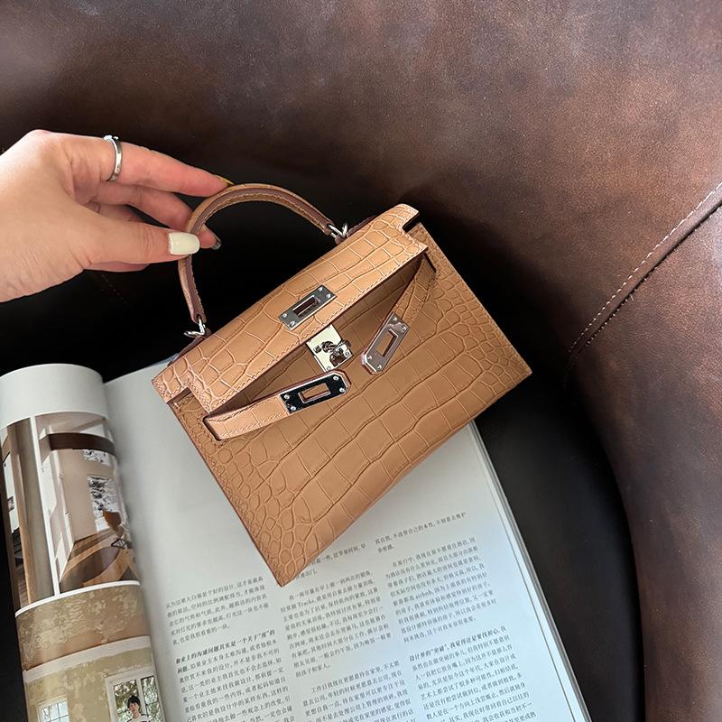 Torebka typu crossbody, pół-ręcznie wykonana, woskowana nić, wysokiej jakości wierzchnia warstwa, skóra bydlęca, wzór krokodyla retro, mini torba drugiej generacji, torba dojazdowa