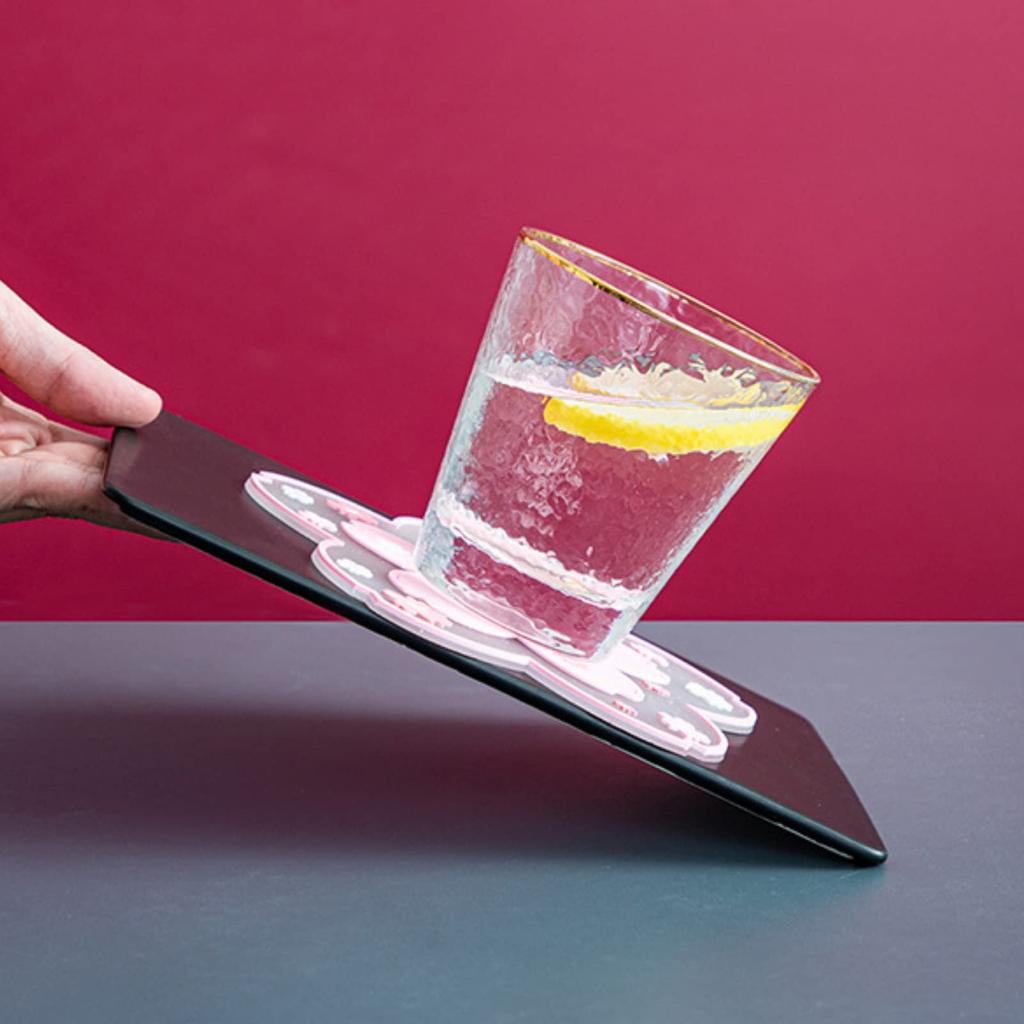 EZ APPLE Silicone Coaster, Cute Cherry Blossom Design, Stable, Quick-Drying, Non-Slip, Simple and Stylish, Pink Floral Mug Coaster for Drinks,