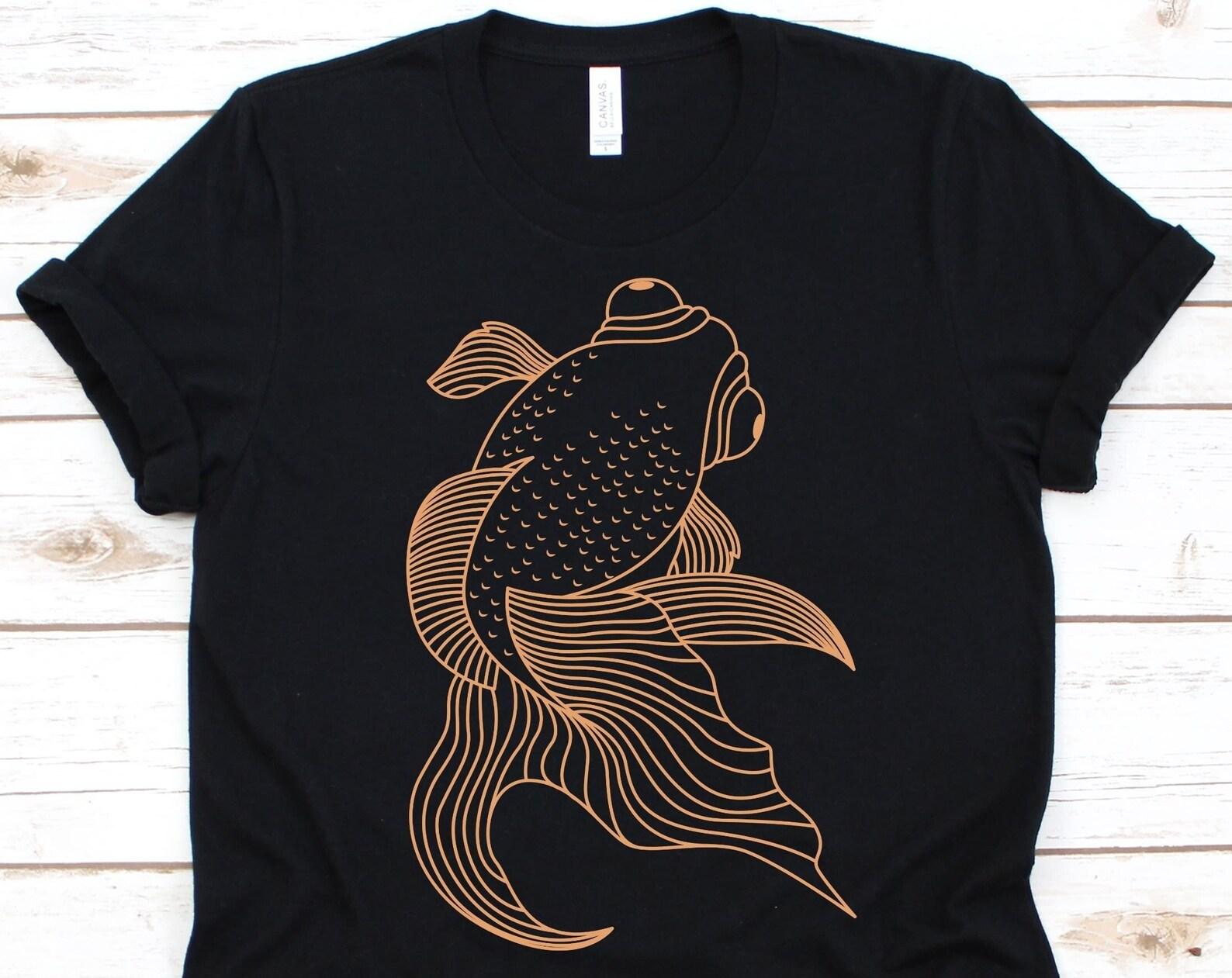 Black Moor Fantail Goldfish Shirt, Freshwater Fish, Aquarium Fish Graphic, Carassius Auratus, Goldfish Design, Aquatic Species, Pet Lover 2XL